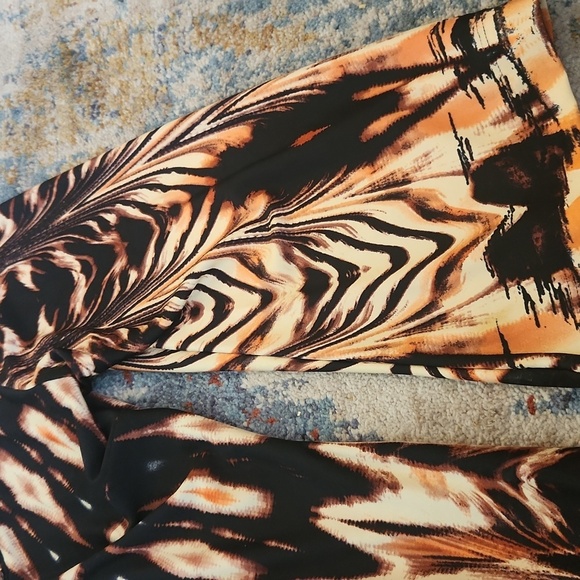 FIT N FLAIR Animal TRIBAL Dress Short STRETCHY embellished Beaded V NECKLINE Med - Picture 9 of 11